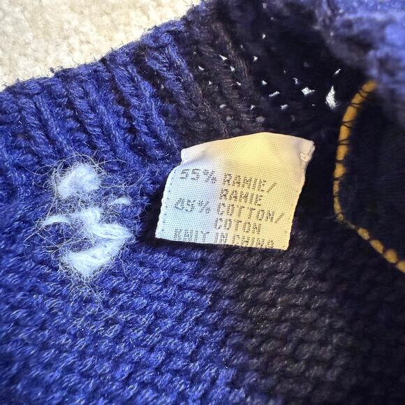 Marisa Christina Vintage Holiday Sweater Santa Claus Navy Red Christmas Knit - Picture 6 of 7